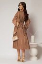 Rochie midi roz coniac de ocazie din voal peliculizat cu cordon detasabil, 2, dyfashion.ro