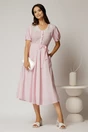 Rochie midi roz cu buline de zi si guler brodat, 3, dyfashion.ro
