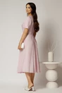 Rochie midi roz cu buline de zi si guler brodat, 2, dyfashion.ro