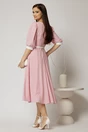 Rochie midi roz cu buline si cordon detasabil in talie, 2, dyfashion.ro