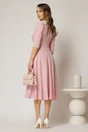 Rochie midi roz cu buline si guler amplu croi clos, 2, dyfashion.ro