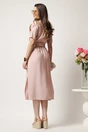 Rochie midi roz cu elastic si curea in talie, 2, dyfashion.ro