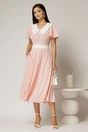 Rochie midi roz cu floricele brodate si guler alb, 3, dyfashion.ro