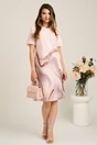 Rochie midi roz cu imprimeu maro din stofa cu croi drept, 4, dyfashion.ro
