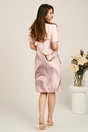 Rochie midi roz cu imprimeu maro din stofa cu croi drept, 2, dyfashion.ro