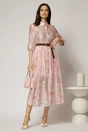 Rochie midi roz cu imprimeuri din tencel, 3, dyfashion.ro