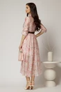 Rochie midi roz cu imprimeuri din tencel, 2, dyfashion.ro
