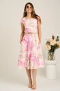 Rochie midi roz cu prin bej in clos cu buzunare si curea in talie, 4, dyfashion.ro