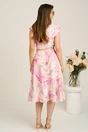 Rochie midi roz cu prin bej in clos cu buzunare si curea in talie, 2, dyfashion.ro