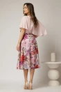 Rochie midi roz de ocazie cu imprimeuri florale pe fusta, 2, dyfashion.ro