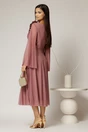 Rochie midi roz de ocazie din tull cu aplicatii la umeri si decolteu petrecut, 2, dyfashion.ro