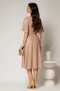 Rochie midi roz de ocazie din voal cu sidef si decolteu in V, 2, dyfashion.ro