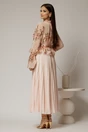 Rochie midi roz de seara din voal plisat cu perle si paiete, 2, dyfashion.ro