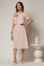 Rochie midi roz de zi cu detaliu amplu floral la bust, 3, dyfashion.ro