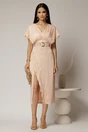 Rochie midi roz din satin cu insertii de dantela, 3, dyfashion.ro
