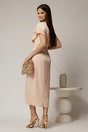 Rochie midi roz din satin cu insertii de dantela, 2, dyfashion.ro