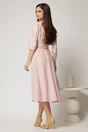 Rochie midi roz din stofa in clos cu floare in talie, 2, dyfashion.ro