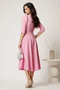 Rochie midi roz din stofa in clos cu funda si strasuri pe bust, 3, dyfashion.ro