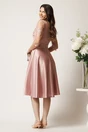 Rochie midi roz din tafta in clos cu dantela la bust - Ella Collection Inna, 2, dyfashion.ro