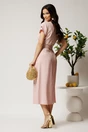 Rochie midi roz din tencel cu croi evazat si curea in talie, 2, dyfashion.ro