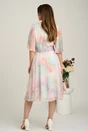 Rochie midi roz din voal cu imprimeuri bleu si floare maxi pe bust- Viada, 2, dyfashion.ro