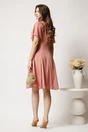 Rochie midi roz din voal in clin cu fir lurex si decupaje la decolteu, 2, dyfashion.ro
