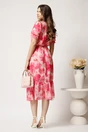 Rochie midi roz din voal in clos cu imprimeuri florale fucsia, 2, dyfashion.ro