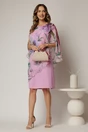 Rochie midi roz eleganta cu capa din voal cu imprimeu floral, 3, dyfashion.ro