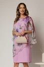 Rochie midi roz eleganta cu capa din voal cu imprimeu floral, 1, dyfashion.ro