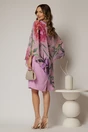 Rochie midi roz eleganta cu capa din voal cu imprimeu floral, 2, dyfashion.ro