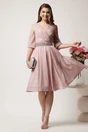 Rochie midi roz in clos cu fir lurex si cordon cu strasuri-Ella Collection Julia, 3, dyfashion.ro