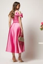 Rochie midi roz in clos din tafta cu funda la umar, 2, dyfashion.ro