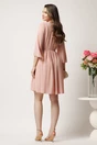 Rochie midi roz in clos din voal cu pliuri la bust- LaDonna, 2, dyfashion.ro