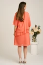 Rochie midi roz somon din voal cu capa si croi drept, 2, dyfashion.ro