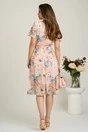Rochie midi somon din voal cu imprimeuri floreale bleu si cordon in talie, 2, dyfashion.ro