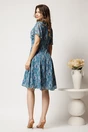 Rochie midi turcoaz cu mov din voal in clin cu fir lurex si decupaje la decolteu, 2, dyfashion.ro
