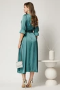 Rochie midi turcoaz de ocazie din voal cu crapatura pe picior, 2, dyfashion.ro