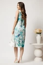 Rochie midi turcoaz din lycra cu croi drept si imprimeu floral, 2, dyfashion.ro