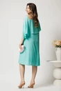 Rochie midi turcoaz din voal dreapta cu volan si broderie pe bust, 2, dyfashion.ro