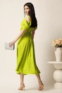 Rochie midi verde crud din voal in clos cu decupaje la umeri si cordon in talie-LaDonna, 2, dyfashion.ro