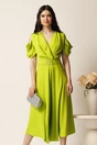 Rochie midi verde crud din voal in clos cu decupaje la umeri si cordon in talie-LaDonna, 1, dyfashion.ro