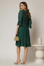 Rochie midi verde cu buline aurii din voal cu croi lejer si decolteu in V, 2, dyfashion.ro