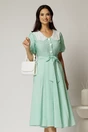 Rochie midi verde cu buline de zi si guler brodat, 1, dyfashion.ro