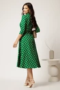Rochie midi verde cu buline din stofa cu cordon in talie, 3, dyfashion.ro