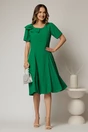 Rochie midi verde cu funda la umar si croi in clini, 3, dyfashion.ro