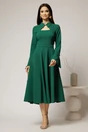Rochie midi verde cu guler tip camasa si decupaj la decolteu, 3, dyfashion.ro