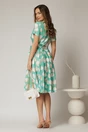 Rochie midi verde cu imprimeu cu aspect petrecut si cordon in talie, 2, dyfashion.ro
