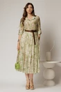 Rochie midi verde cu imprimeuri din tencel, 3, dyfashion.ro