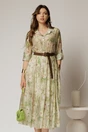 Rochie midi verde cu imprimeuri din tencel, 1, dyfashion.ro