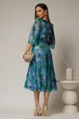 Rochie midi verde cu imprimeuri si fundite pe bust, 2, dyfashion.ro